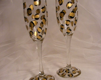 leopard print champagne flutes