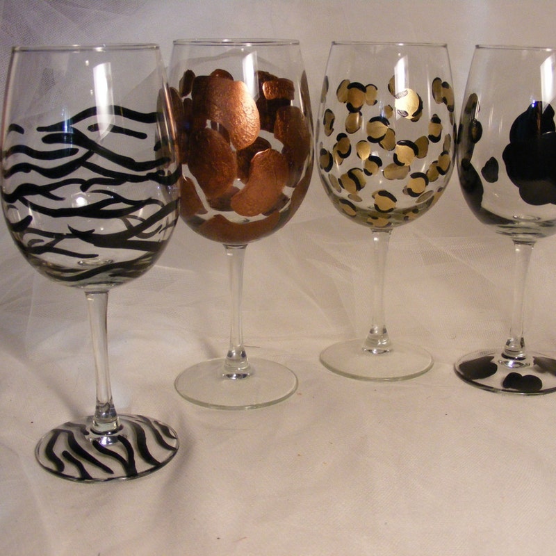 Animal Print Wine Glasses - Etsy