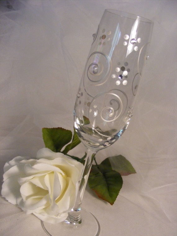 Bride Champagne Flute Flutes With Pearls and Crystals for Etsy