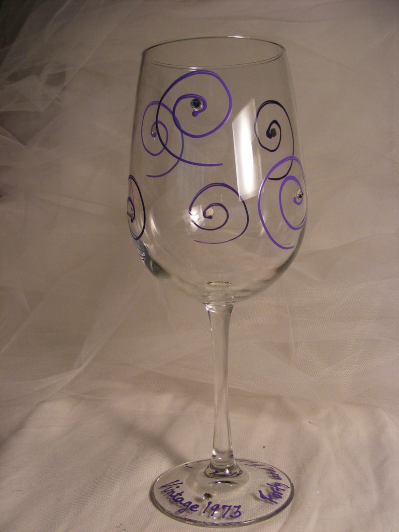 Forty and Fabulous birthday girl wine glass... or Fifty and Fabulous or any year image 2