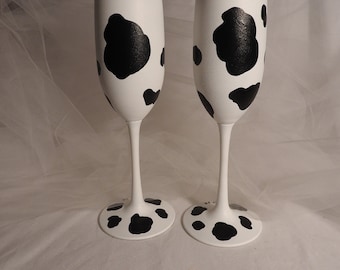 cow print champagne flutes