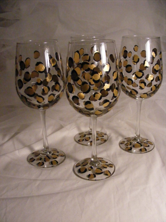 Leopard Crystal 18 oz Wine Glass Set of 2