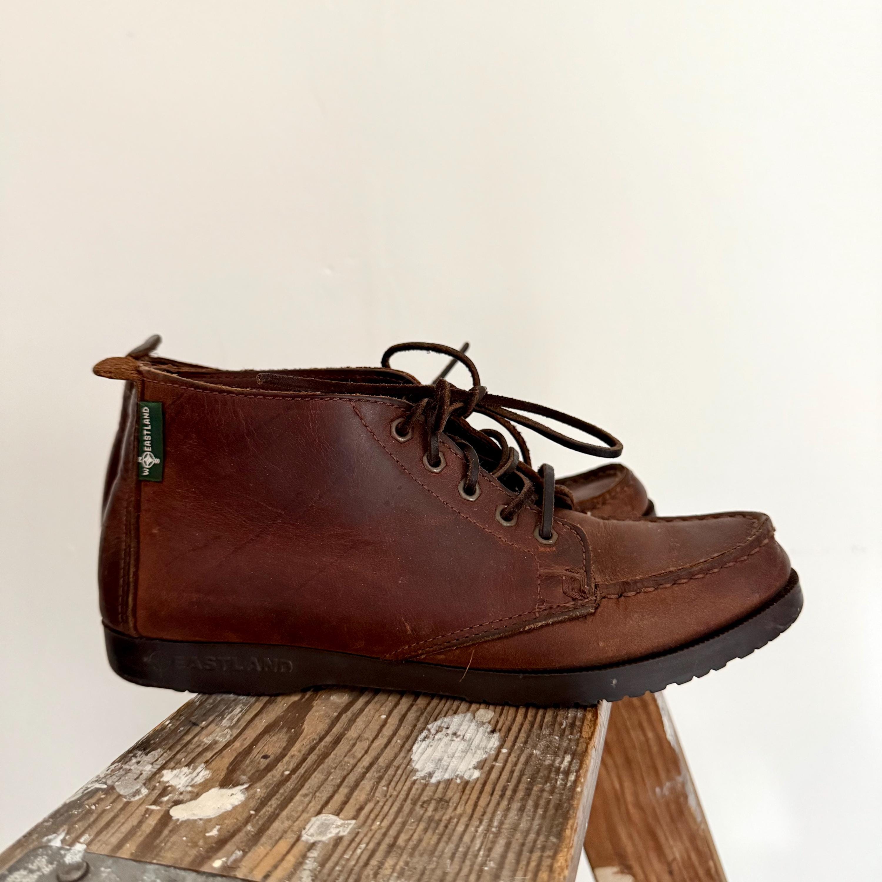 Vintage EASTLAND Boots • 1990s Shoes • Casual Dark Brown Leather