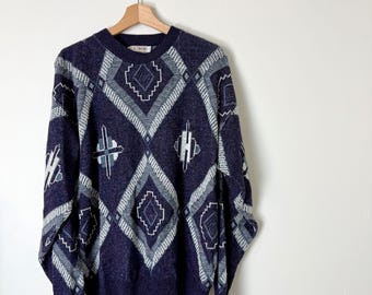 Vintage Biltmore Graphic Print Sweater • 1980s Oversized Jumper, Made in USA