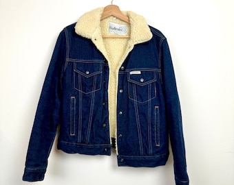 Vintage '80s Windbreaker Denim Sherpa Jacket • Women's Small