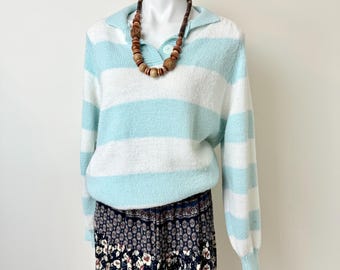 Vintage Striped Knit Pullover • 1980s Acrylic Sweater