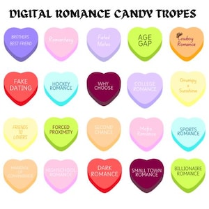 DIGITAL TROPE STICKERS - 23 romance trope stickers