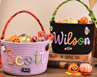 Cesta de dulces de Halloween personalizada, cesta de dulces, cesta de Halloween personalizada para niños, bolsa de dulces de Halloween para niños y niñas, regalos de Halloween.