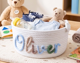 Cesto regalo personalizzato per neonati, organizer per giocattoli, contenitore per la cameretta, regalo per baby shower.