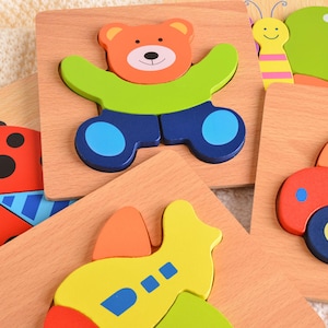 Wooden Matching Puzzle, Kids Wooden Animal Puzzle, Jigsaw Puzzle, Montessori Toys, Kid Toy Birthday Gift, Toddler Toy Gift, Educational Toys