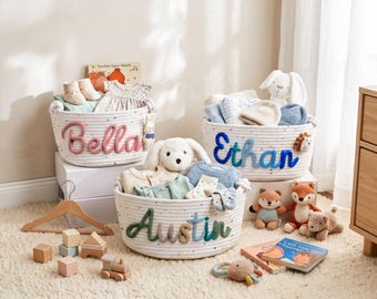Custom Baby Gift Basket, Toy Organizer, Nursery Storage, Baby Shower Gift