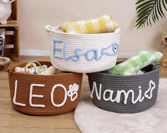 Personalized Pet Toy Basket, Custom Dog Toy Basket, Pet Toy Storage, Cat Dog Gift Basket, Custom Pet Name Gift, New Puppy Gift, Pet Toy Box