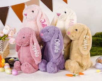 Personalized Embroidered Bunny Rabbit, Custom Easter Bunny Rabbit, Plush Bunny Easter Gift, Monogrammed Bunny Toy, Newborn Gift,Gift for Kid