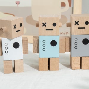 Wooden Robot Toys, Handmade Wooden Robot, Colored Robot Toys, Gift for Kids Toddlers, Kids Birthday Gifts, Kids Toys, Kids Room Decor