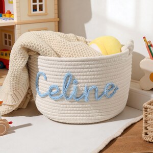 Personalized Baby Basket, Custom Baby Gift Basket, Baby Shower Gift, Newborn Gift, Rope Cotton Baby Basket,Custom Toy Organizer,Nursery Gift image 10