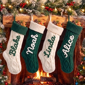 Personalized Family Christmas Stockings 2026, Custom Knitted Stockings with Name, Christmas Gifts, Holiday Decor
