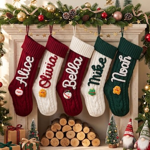 Calcetines navideños personalizados con nombres, calcetines navideños familiares 2026, calcetines para niños, calcetines navideños para bebés, decoración navideña