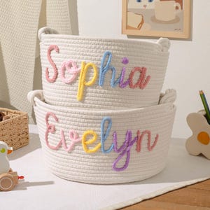 Personalized Baby Basket, Handmade Baby Gift Basket, Baby Shower Gift,Newborn Gift,Rope Cotton Baby Basket,Custom Nursery Gift,Easter Basket