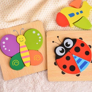 Kids Wooden Matching Puzzle, Wooden Puzzle Car Plane, Jigsaw Puzzle, Montessori Toys, Kid Toy Birthday Gift, Toddler Gift, Educational Toys