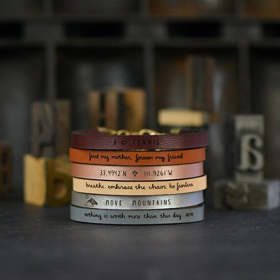 Custom Engraved Leather Bracelet Custom Leather Band Custom Etsy