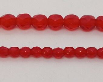 Siam Fire Polish Round Czech Glass Beads - 6"strand - 6mm & 4mm