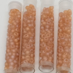 6/0 Transparent Matte Light Topaz AB Finish Seed Beads - Approx. 8 grams per tube