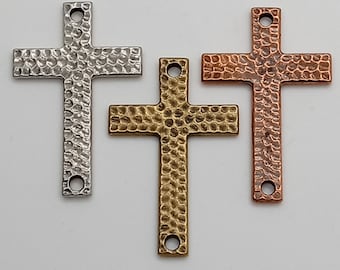 TierraCast Drilled Hammertone Cross Link - Choice of 3 colors