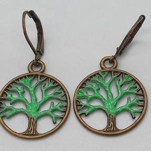 Tree of Life Brass drop earrings with leverbacks