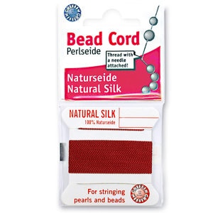 Griffin Silk Cord No. 3 - Garnet - 2 meters – 0.50mm dia. - Great for stringing pearls and beads