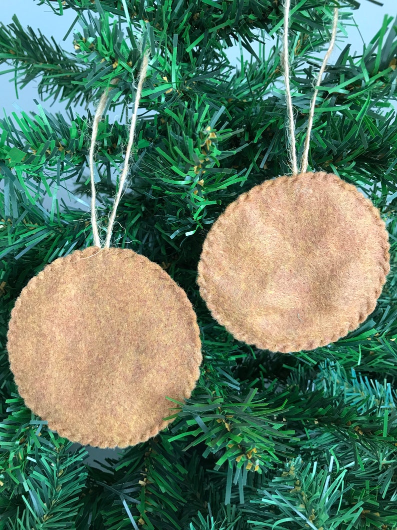 White /& Green PENNY RUG INSPIRED Christmas Ornaments Hand cut Pennies Polyester Felt ***Ready to Ship*** Set of 2 Traditional Colors of Red