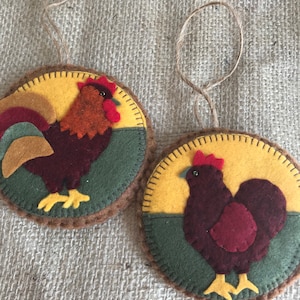 White /& Green PENNY RUG INSPIRED Christmas Ornaments Hand cut Pennies Polyester Felt ***Ready to Ship*** Set of 2 Traditional Colors of Red