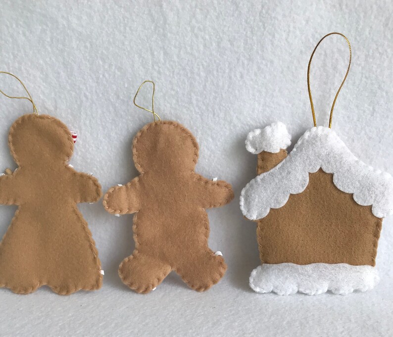 Set of 3 Gingerbread House Boy & Girl Christmas Ornaments Etsy