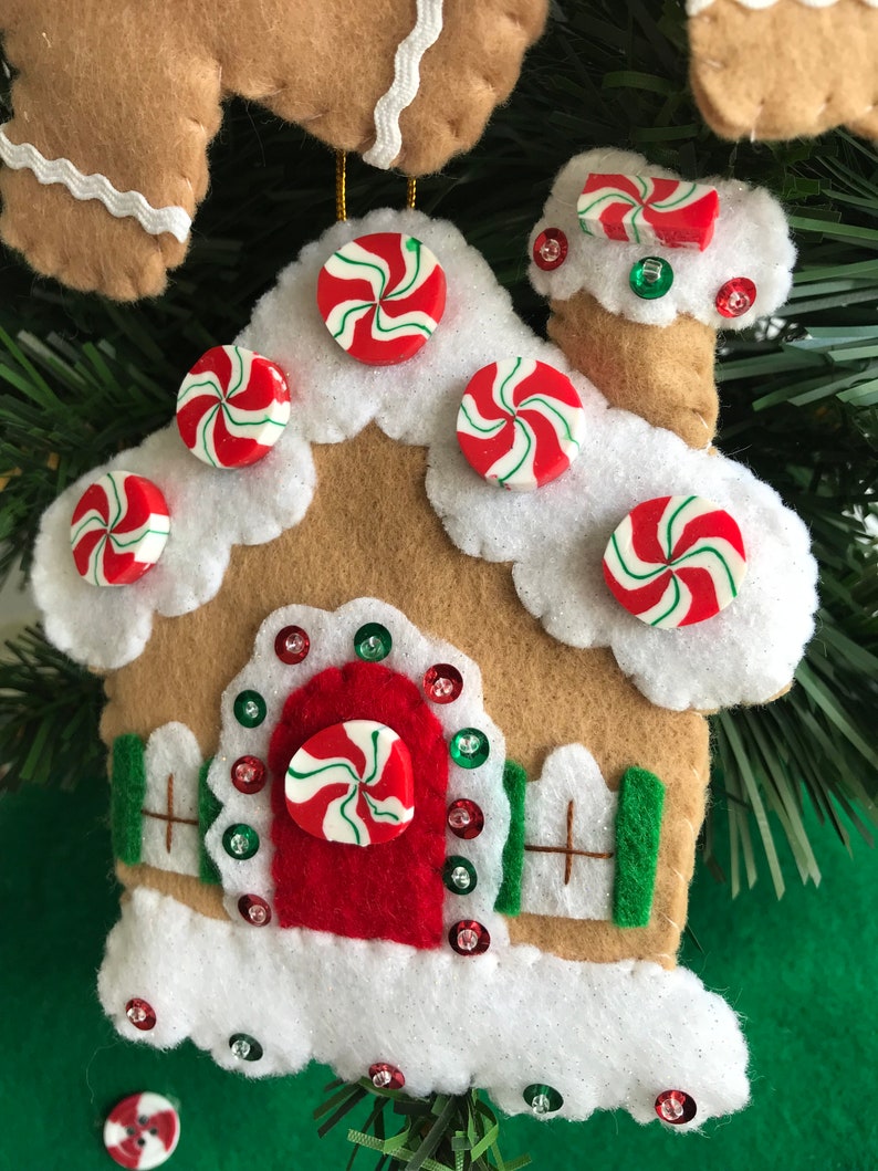 Set of 3 Gingerbread House Boy & Girl Christmas Ornaments Etsy