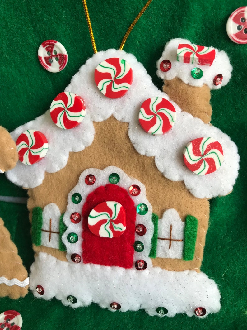 Set of 3 Gingerbread House Boy & Girl Christmas Ornaments Etsy