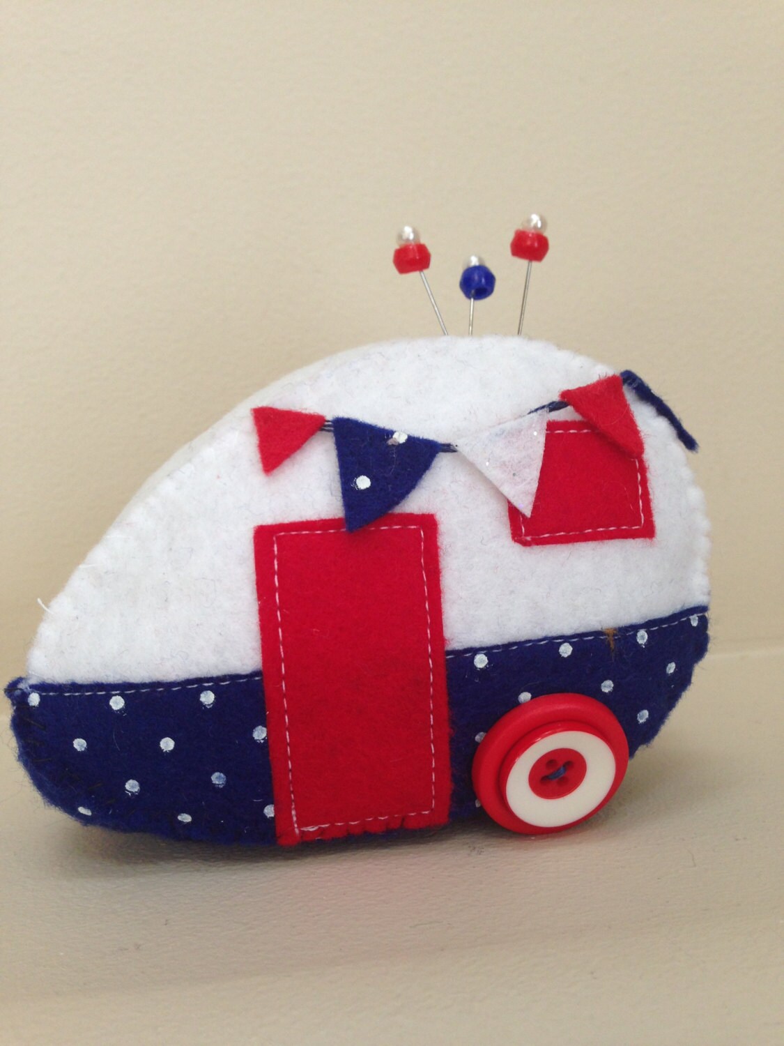 Vintage Inspired Teardrop Trailer Pincushion Patriotic Camper Etsy