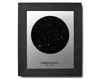 10th Anniversary Gift, Personalized Aluminum Print, Star Map