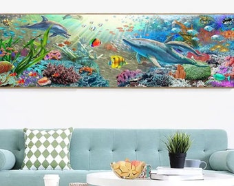 Under the Sea Reef Frameless Large 5D DIY Diamond Painting Kit, Round Drills, 30x70cm (11.8 x 31.5) inch, US Seller, Gift for Her