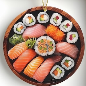 Sushi Christmas Ornament, 3D Effect, Customizable, Ornament Exchange, Japanese Food Gift, Fish Ornament, Favorite Food Ornament
