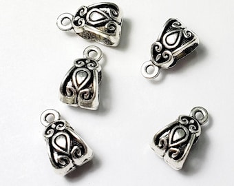 5 Pieces Silver Bails 13 x 8 x 8mm Antique Silver Bails DIY Pendant Bails