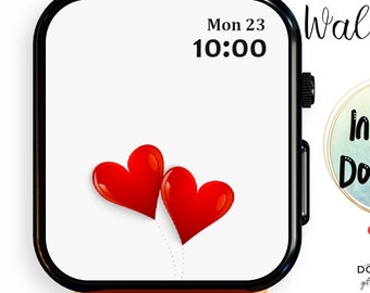 Red Hearts Apple Watch Wallpaper, Heart Watch Face, Valentines Heart Lock Screen Wallpaper, Watch Digital Download