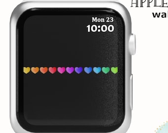 Projekt tarczy tapety na Apple Watch, Tło zegarka, Minimalistyczna tapeta z sercami na Apple Watch, Tapeta na ekran blokady, Cyfrowe pobieranie zegarka