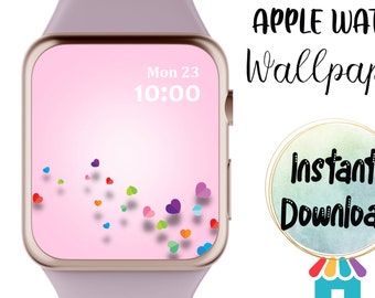 Valentines Heart Apple Watch Wallpaper,  Floating Hearts Apple Watch Wallpaper, Candy Hearts Lock Screen Wallpaper, Watch Digital Download