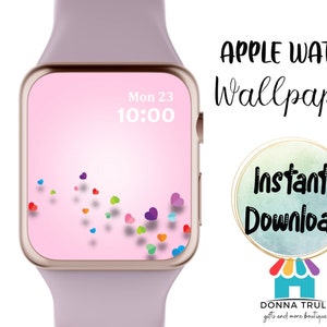 Valentines Heart Apple Watch Wallpaper,  Floating Hearts Apple Watch Wallpaper, Candy Hearts Lock Screen Wallpaper, Watch Digital Download