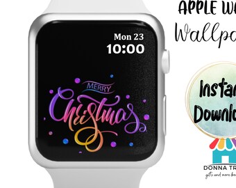 Christmas Apple Watch Wallpaper, Merry Christmas Apple Watch Wallpaper, Lock Screen Wallpaper, Watch Digital Download