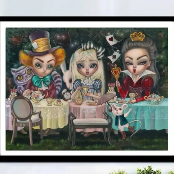 US Seller, Frameless 5D Diamond Painting Kit, Alice in Wonderland DIY Art, Wall Decoration, 30x40cm (11.8x15.7 Inches), Gift for Mom