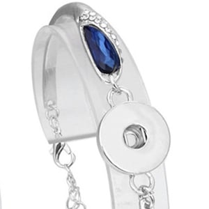 Silver Snap Bracelet with Blue, Interchangeable Jewelry 18 - 22 mm Snap Button Jewelry Adjustable bracelet, Snap Jewelry, Ginger Snap, Noosa