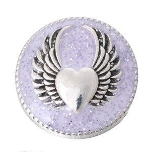 Wings with a Heart Snap Button, Blue Interchangeable Jewelry 18-22 mm Snap Jewelry, Ginger Snaps, Noosa, Magnolia & Vine, Chunk Snap
