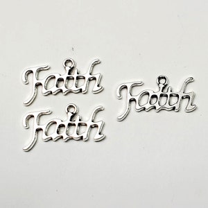 1 Pair Antique silver plated Faith charms, 2 Pieces, DIY supplies, Jewelry accessories, 24mm x11mm