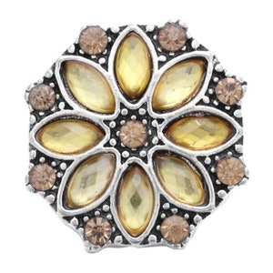 Yellow Crystal Snap Button, Interchangeable Jewelry fits 18-22 mm Snap Jewelry, Ginger Snaps, Noosa, Magnolia & Vine, Chunk Snap