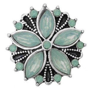 Green Crystal Snap Button, Interchangeable Jewelry 18-22 mm Snap Jewelry, Ginger Snaps, Noosa, Magnolia & Vine, Chunk Snap